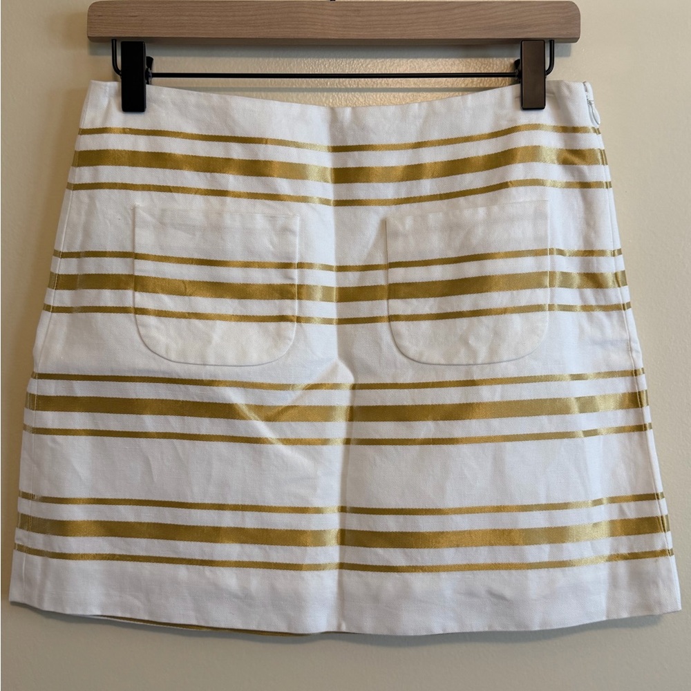 J. Crew White Label Cream Linen-Blend Skirt